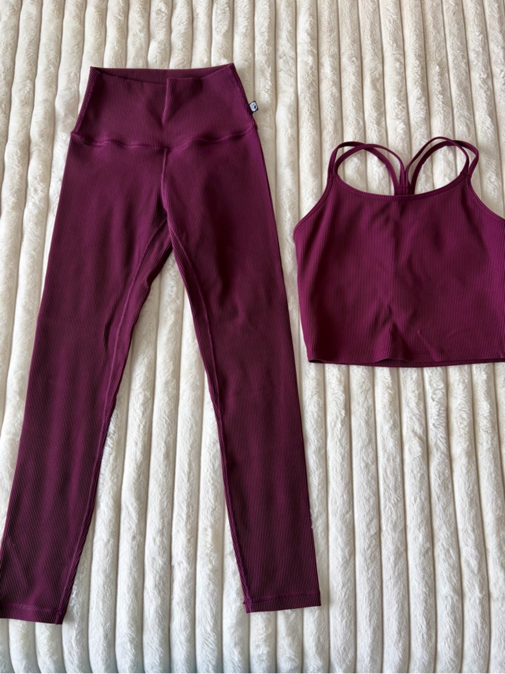 Born Primitive Ribbed Burgundy Leggings and Strappy Crop Top Set